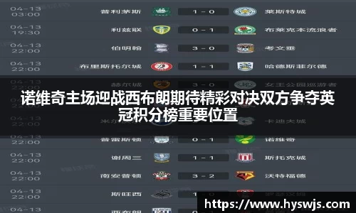 诺维奇主场迎战西布朗期待精彩对决双方争夺英冠积分榜重要位置